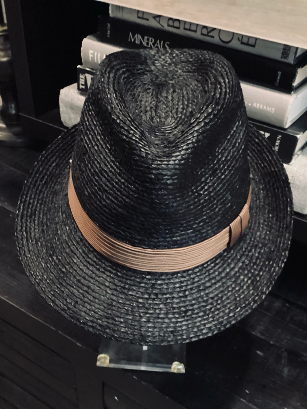 Men’s Black Raffia Straw Fedora by Helen Kaminski